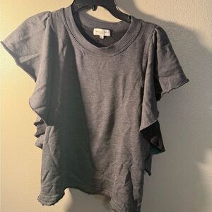 Michael Stars Los Angeles Charcoal Short flutter sleeve top